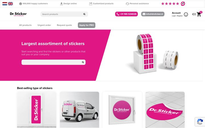 Screenshot di drsticker.nl