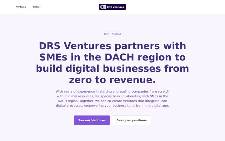 Screenshot von drsventures.at