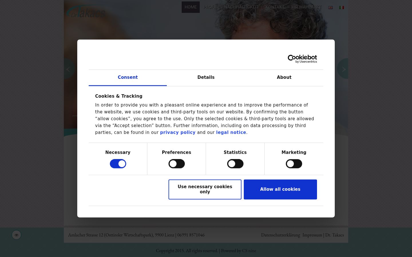Captura de ecrã do banner de consentimento apresentado antes de qualquer interação