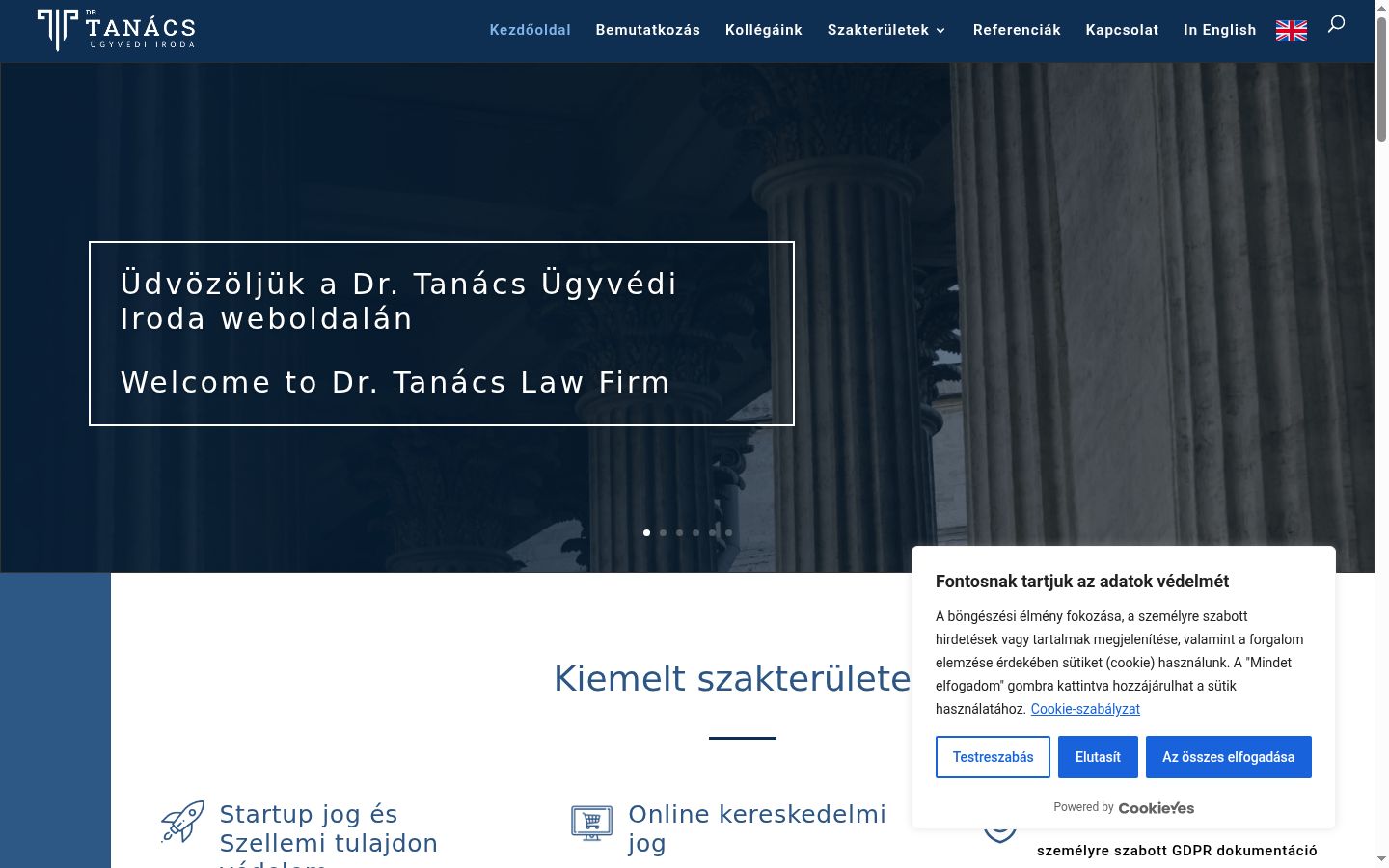Képernyőkép a bármilyen interakció előtt megjelenő hozzájárulási bannerről