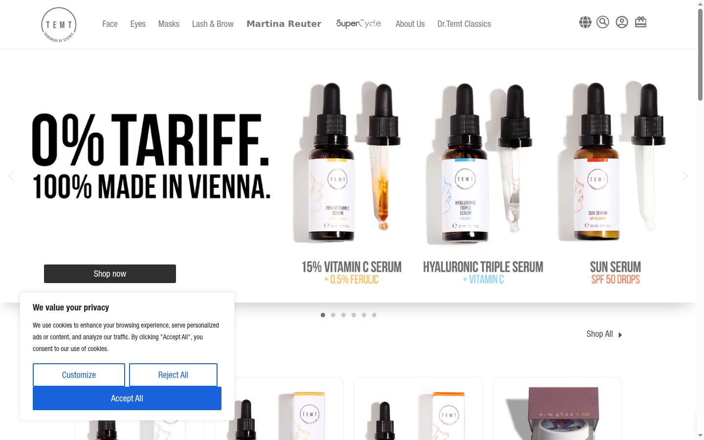 Screenshot des Einwilligungsbanners vor jeglicher Interaktion