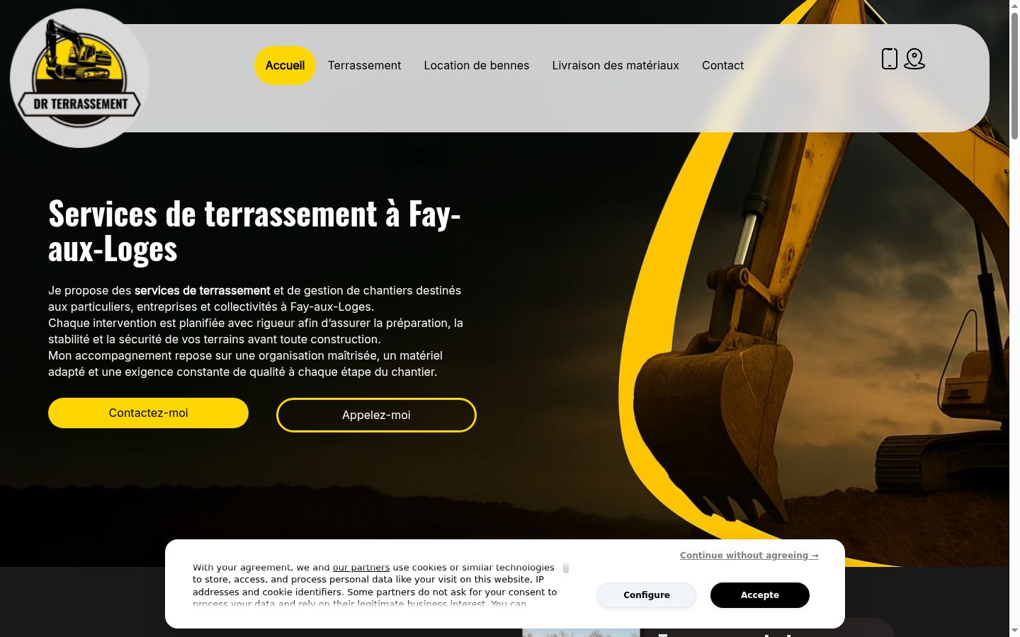 Captura de pantalla del banner de consentimiento mostrado antes de cualquier interacción