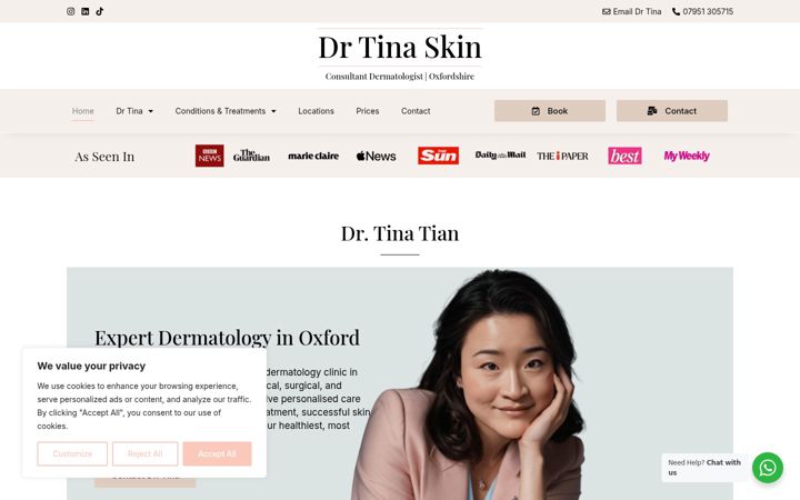 Snimka zaslona za drtinaskin.co.uk