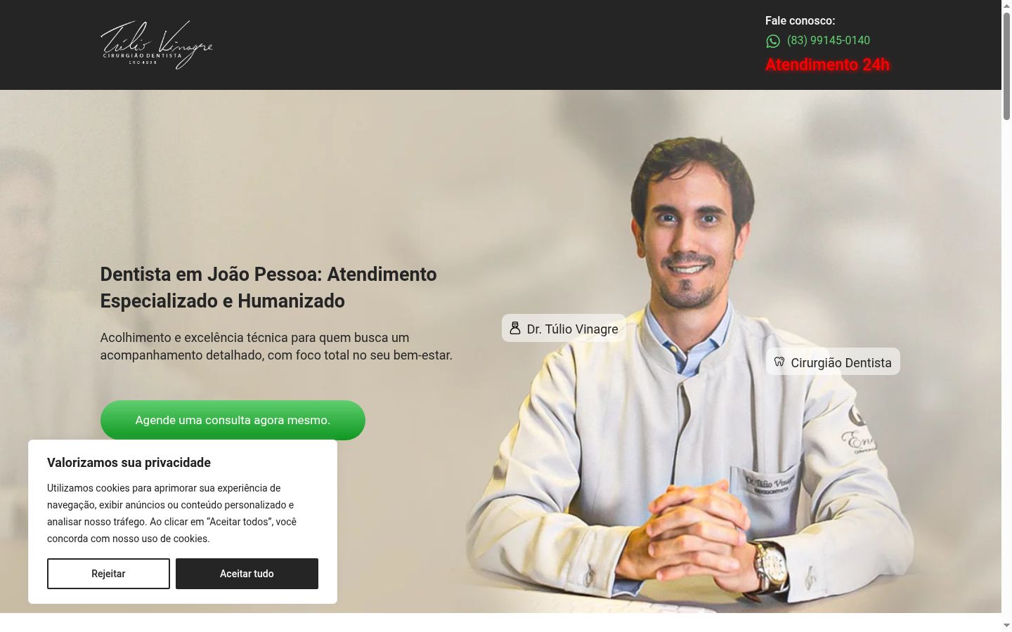 Screenshot del banner di consenso mostrato prima di qualsiasi interazione