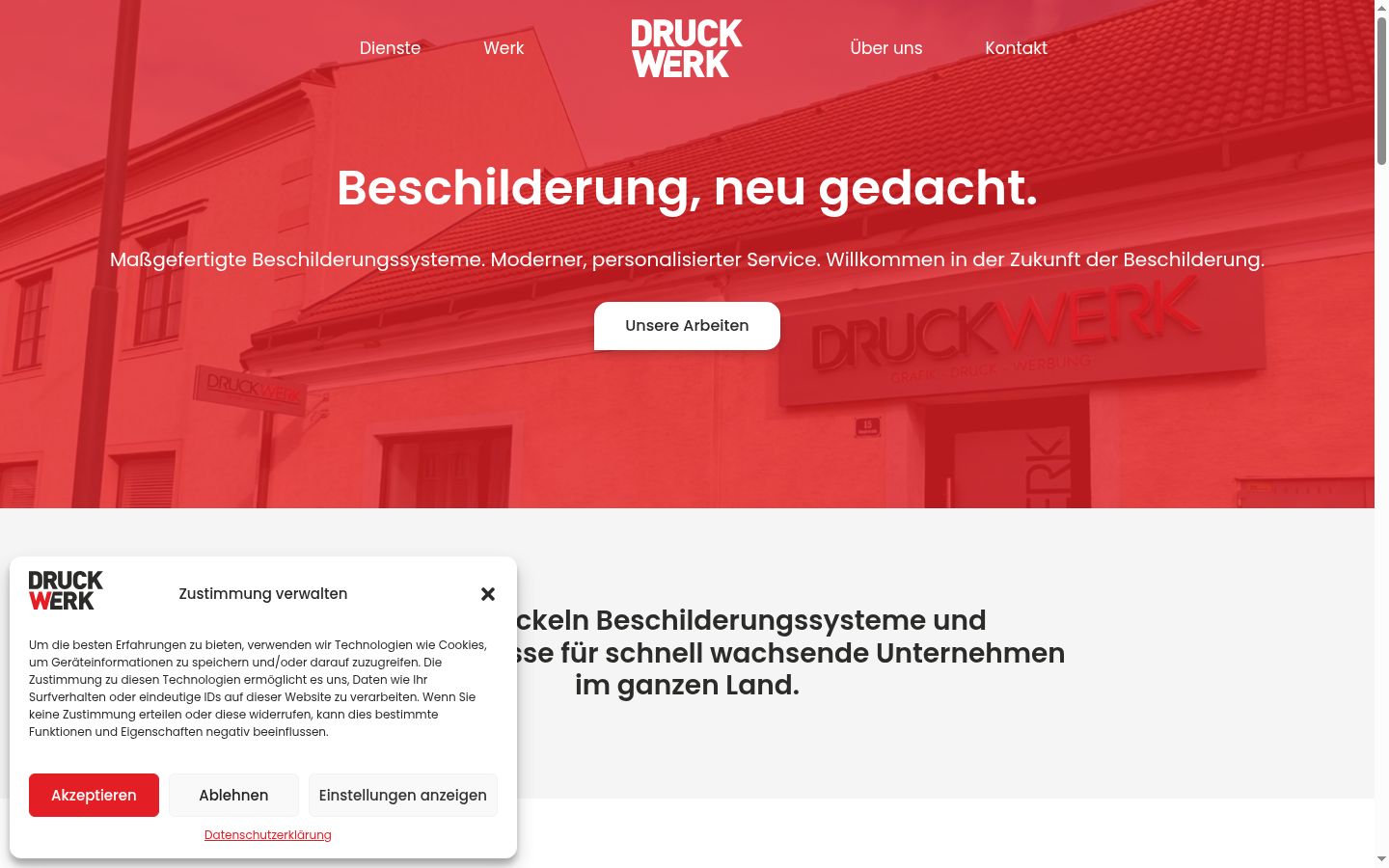 Screenshot des Einwilligungsbanners vor jeglicher Interaktion