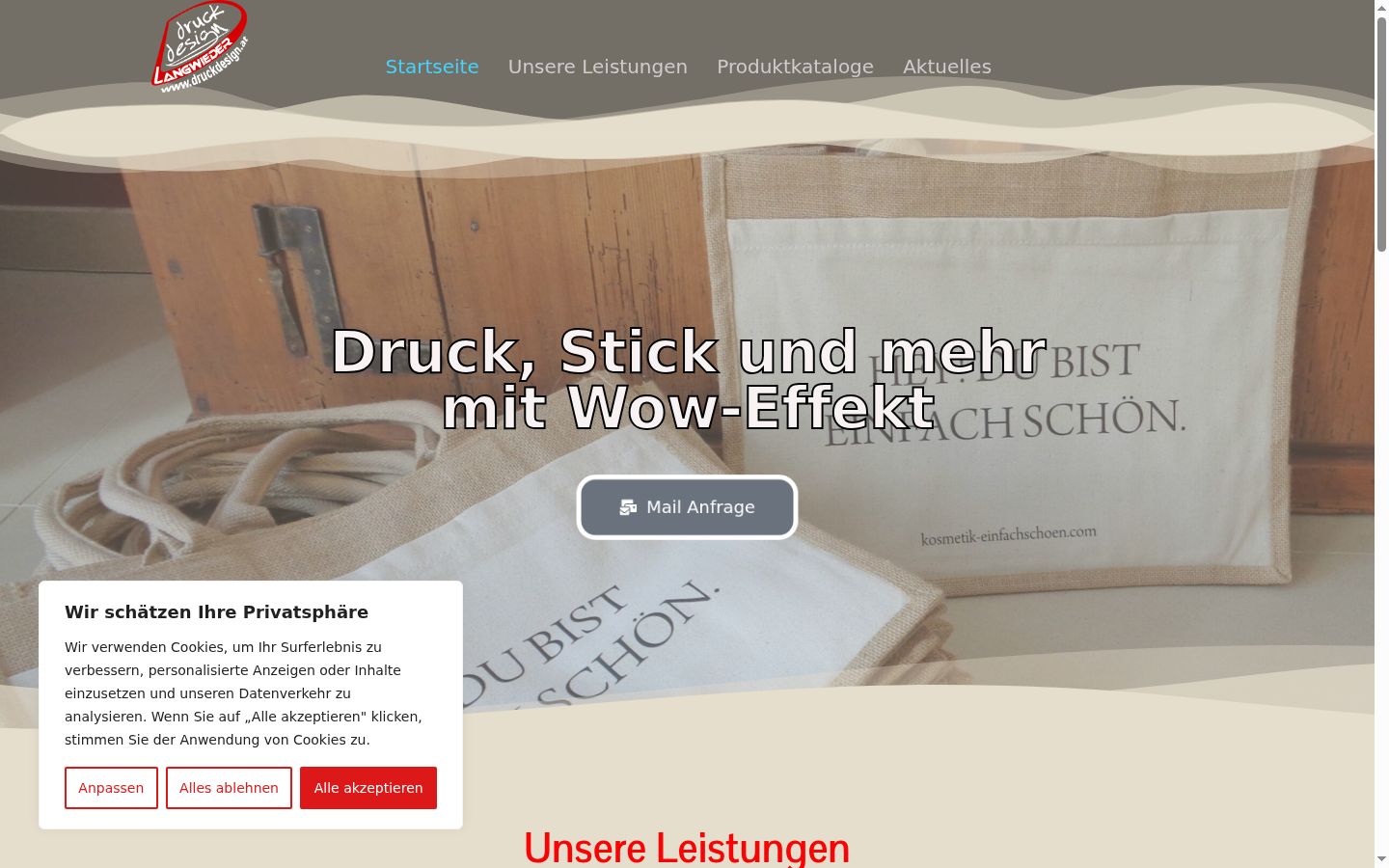 Screenshot des Einwilligungsbanners vor jeglicher Interaktion