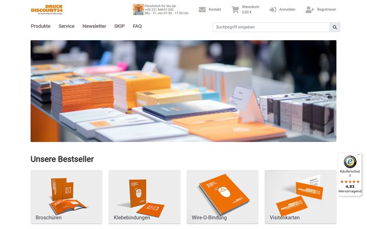 Zrzut ekranu druckdiscount24.de