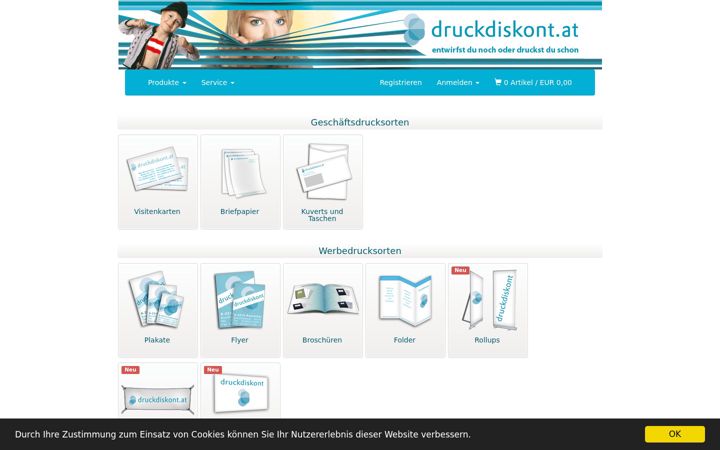 Screenshot von druckdiskont.at