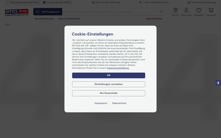 Kuvakaappaus sivustosta drucker-guenstiger.de