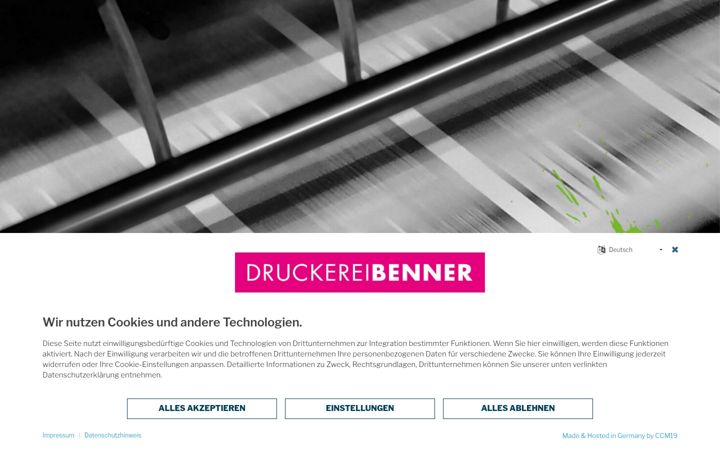 Screenshot of druckerei-benner.com