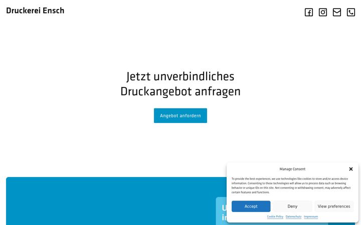 Kuvakaappaus sivustosta druckerei-ensch.de