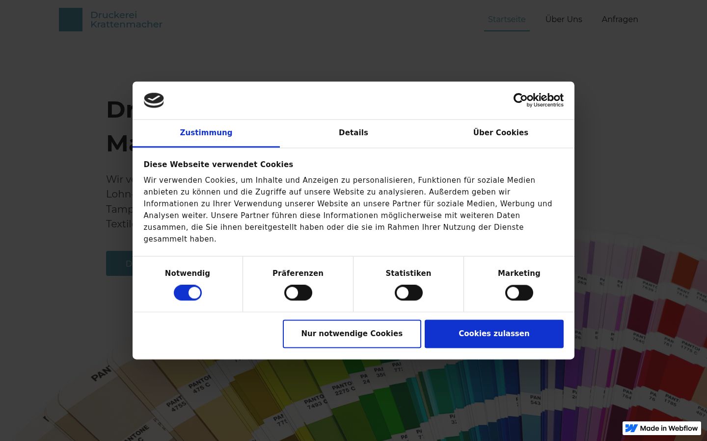 Screenshot of the consent banner shown before any interaction