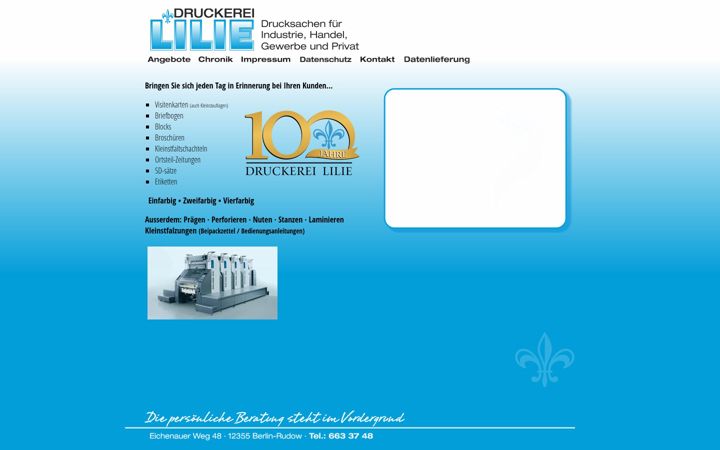 Screenshot of druckerei-lilie.de
