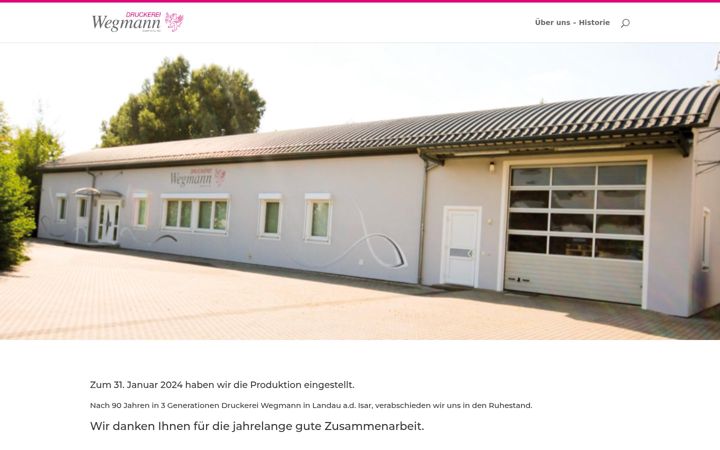Captură de ecran a druckerei-wegmann.org