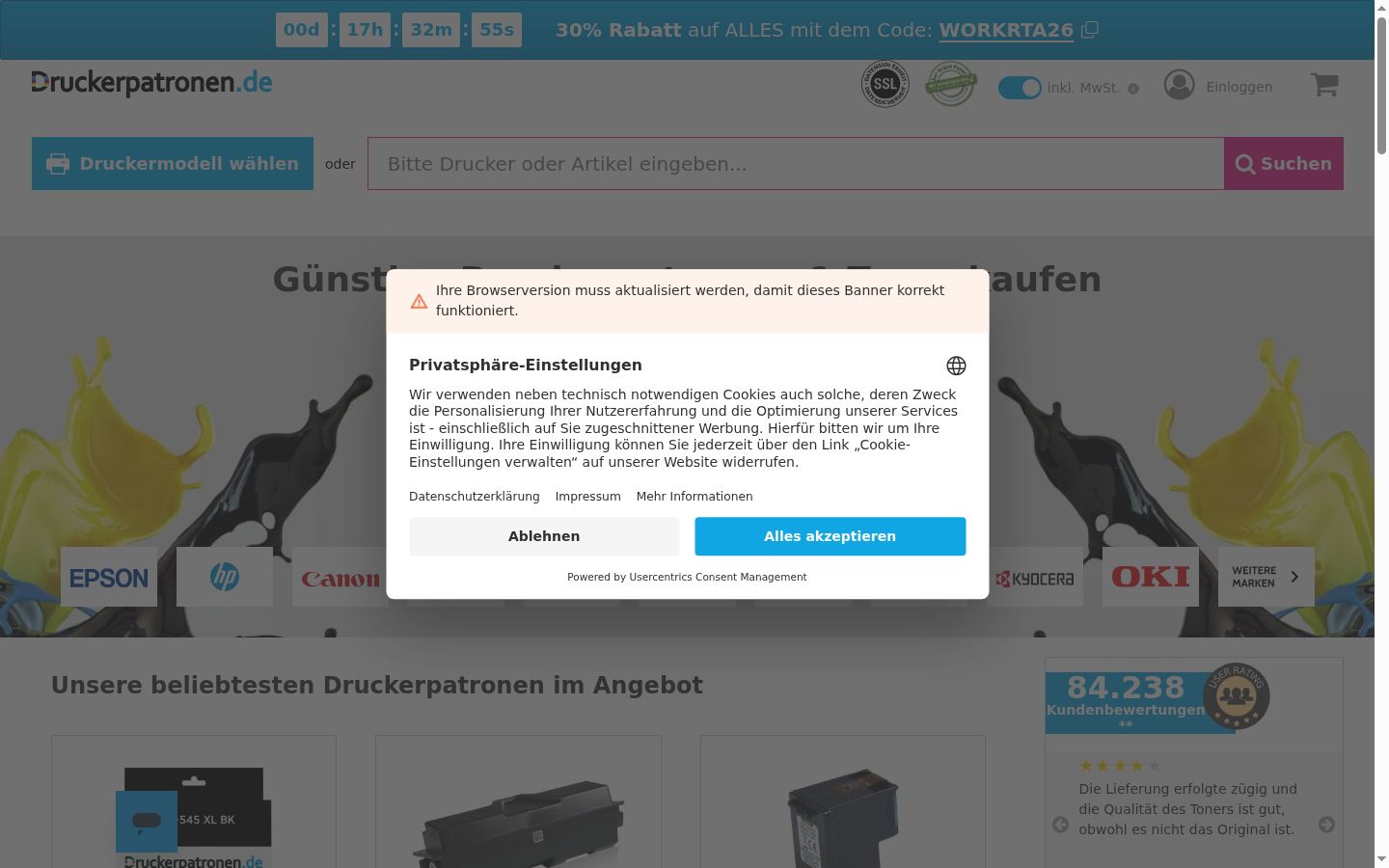 Screenshot tal-banner tal-kunsens muri qabel kwalunkwe interazzjoni
