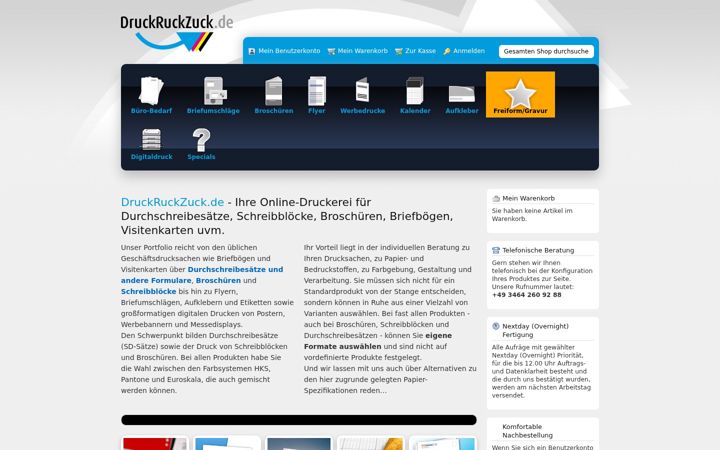 Captură de ecran a druckruckzuck.de
