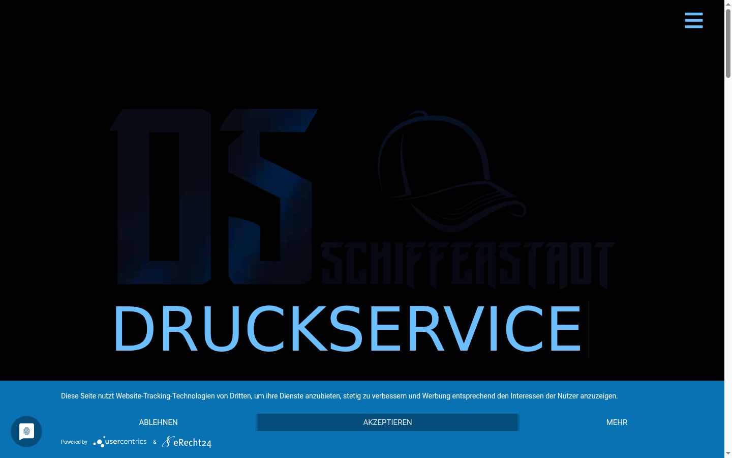 Screenshot des Einwilligungsbanners vor jeglicher Interaktion