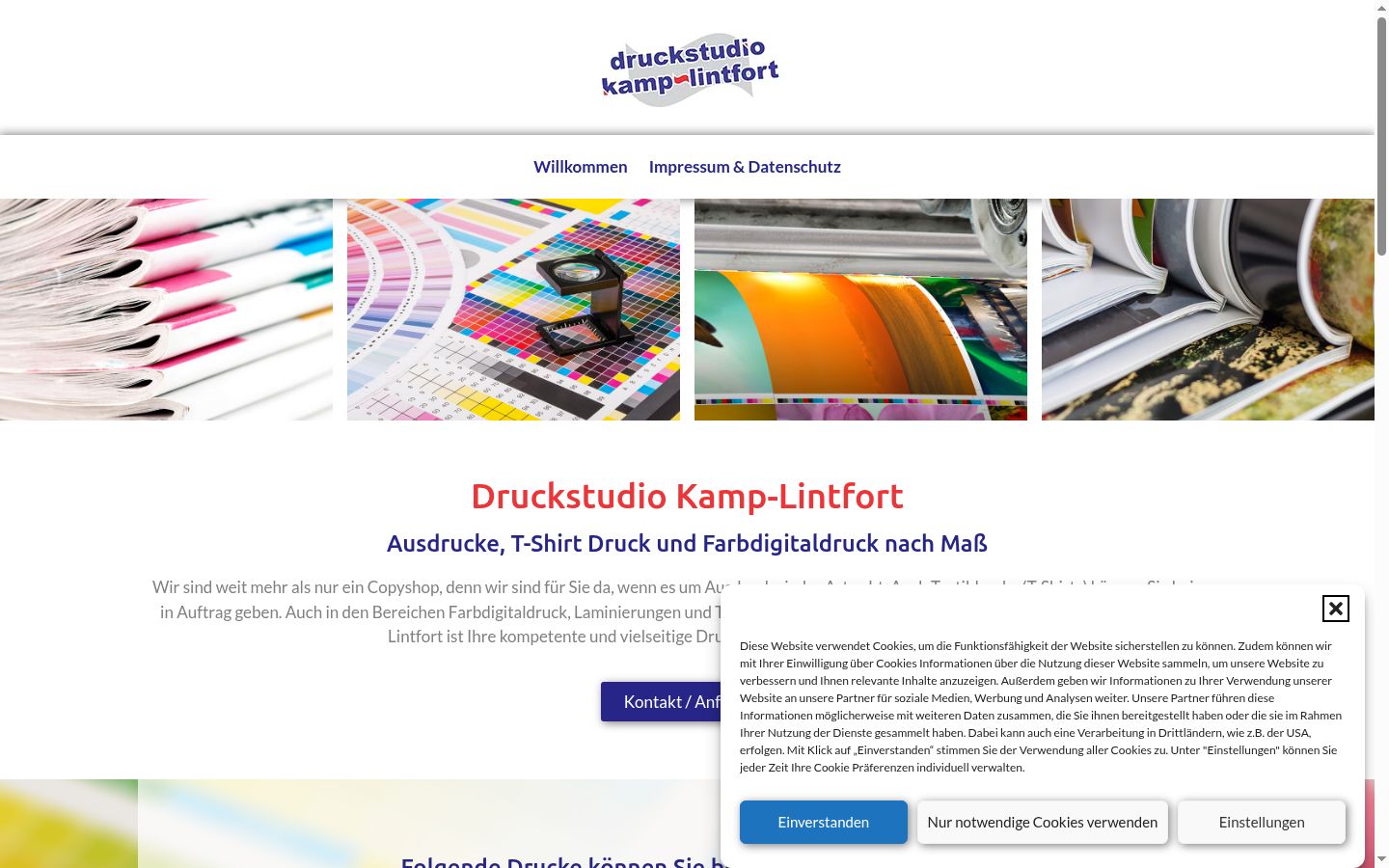 Screenshot des Einwilligungsbanners vor jeglicher Interaktion