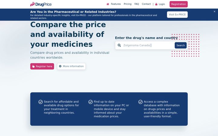 Kuvakaappaus sivustosta drug-price.com