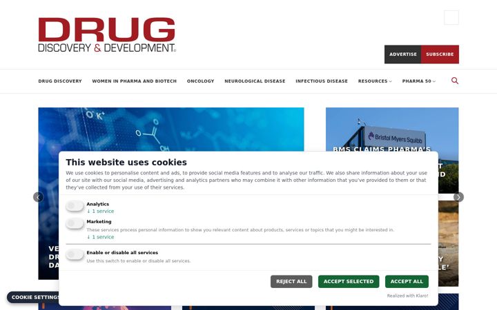 Screenshot of drugdiscoverytrends.com