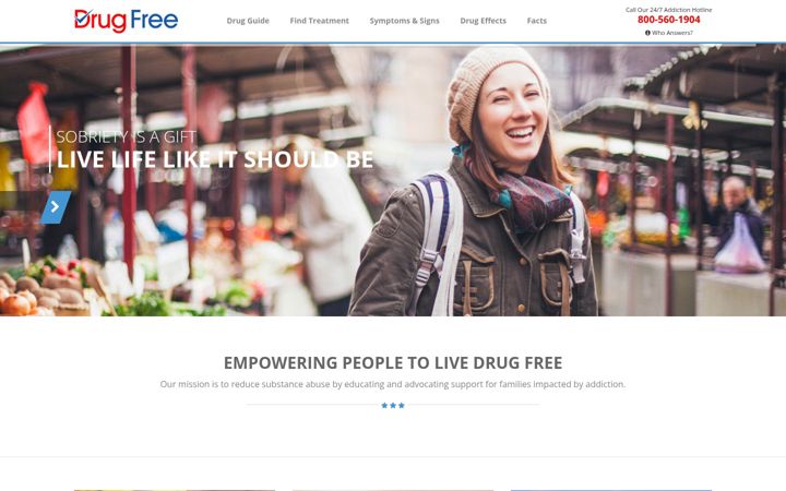 Screenshot of drugfree.com