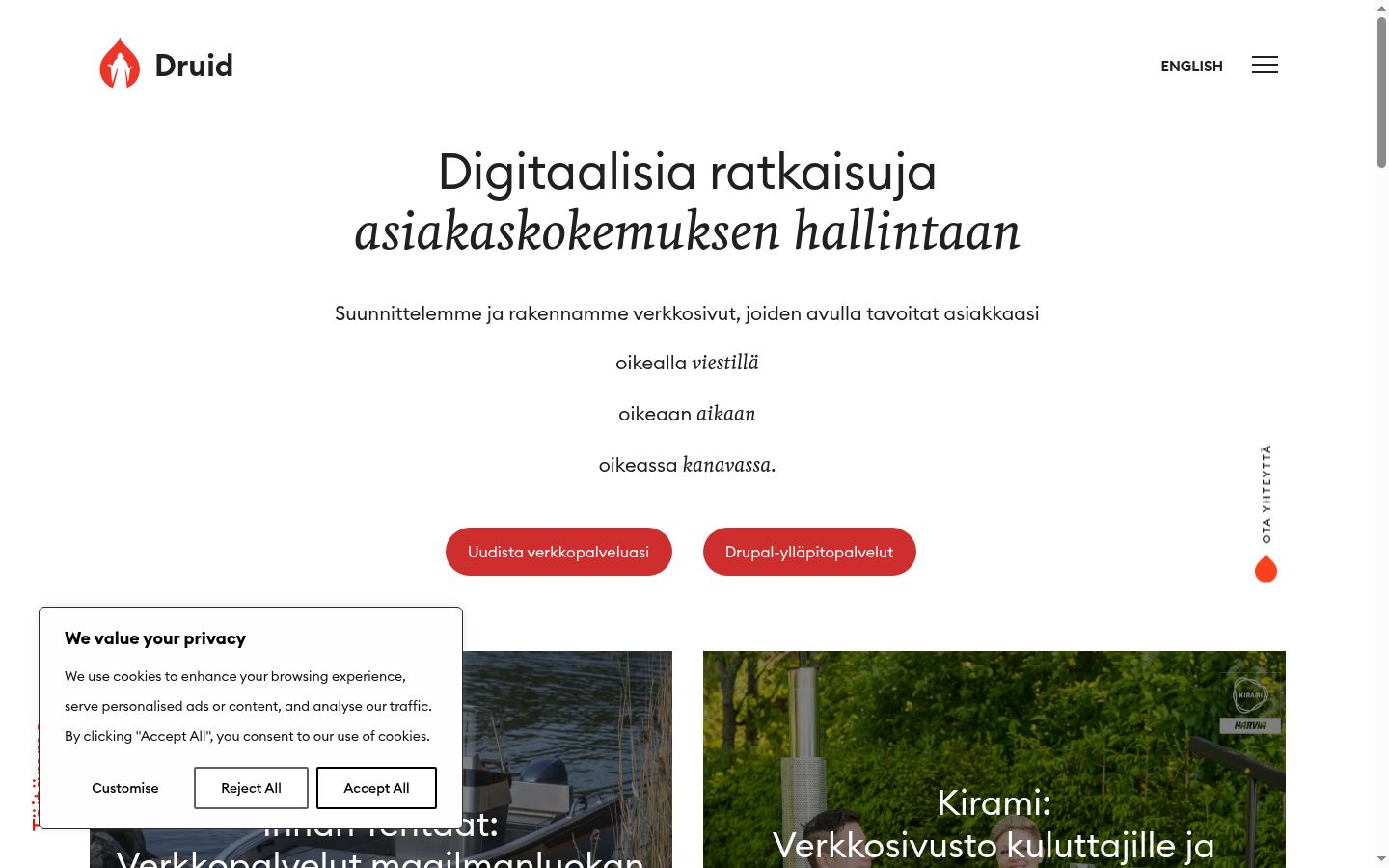 Skærmbillede af samtykkebanneret, som det blev vist før nogen interaktion