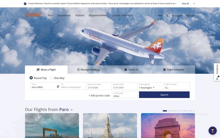 Screenshot of drukair.com.bt