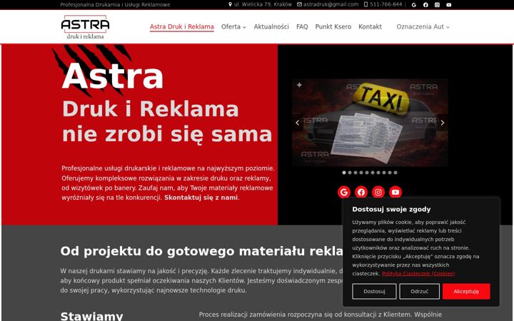 Posnetek zaslona drukarniaastra.pl