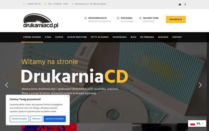 Posnetek zaslona drukarniacd.pl