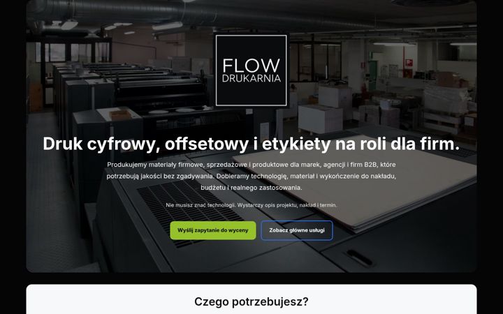 Posnetek zaslona drukarniaflow.pl