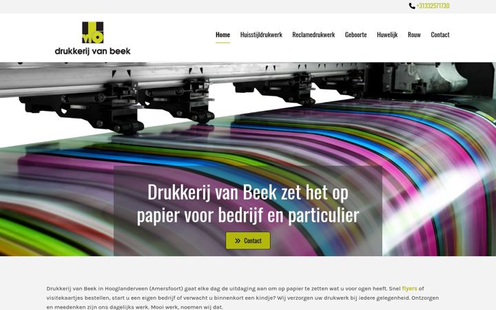 Screenshot di drukkerijvanbeek.nl
