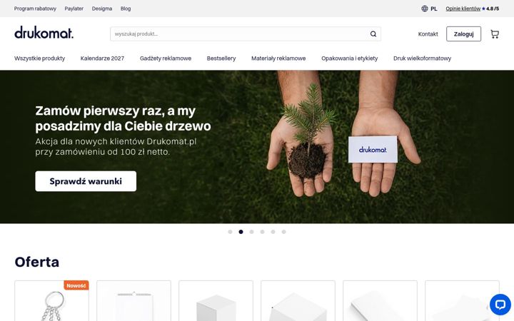 Kuvakaappaus sivustosta drukomat.pl