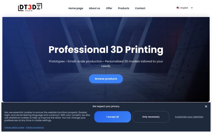 Kuvakaappaus sivustosta druktech3d.pl