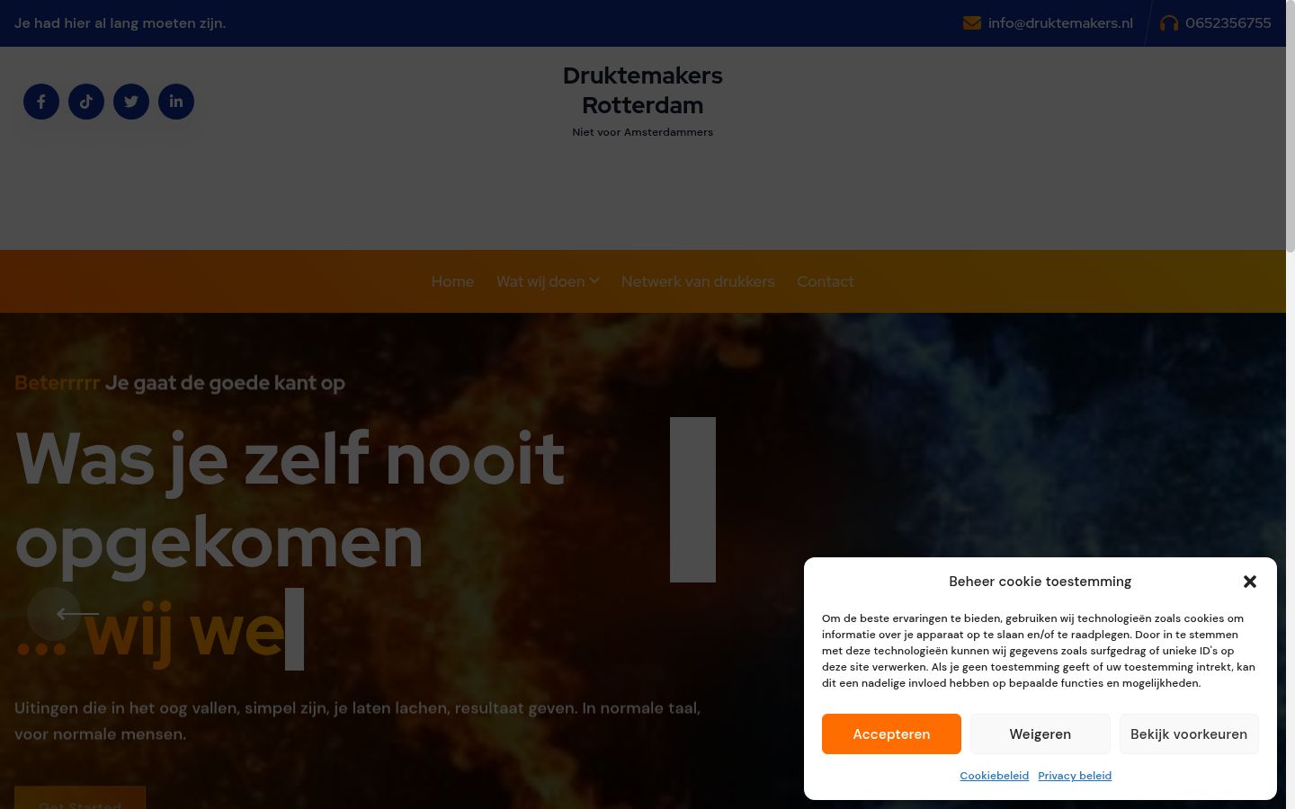 Screenshot del banner di consenso mostrato prima di qualsiasi interazione