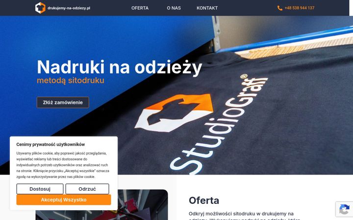 Kuvakaappaus sivustosta drukujemy-na-odziezy.pl