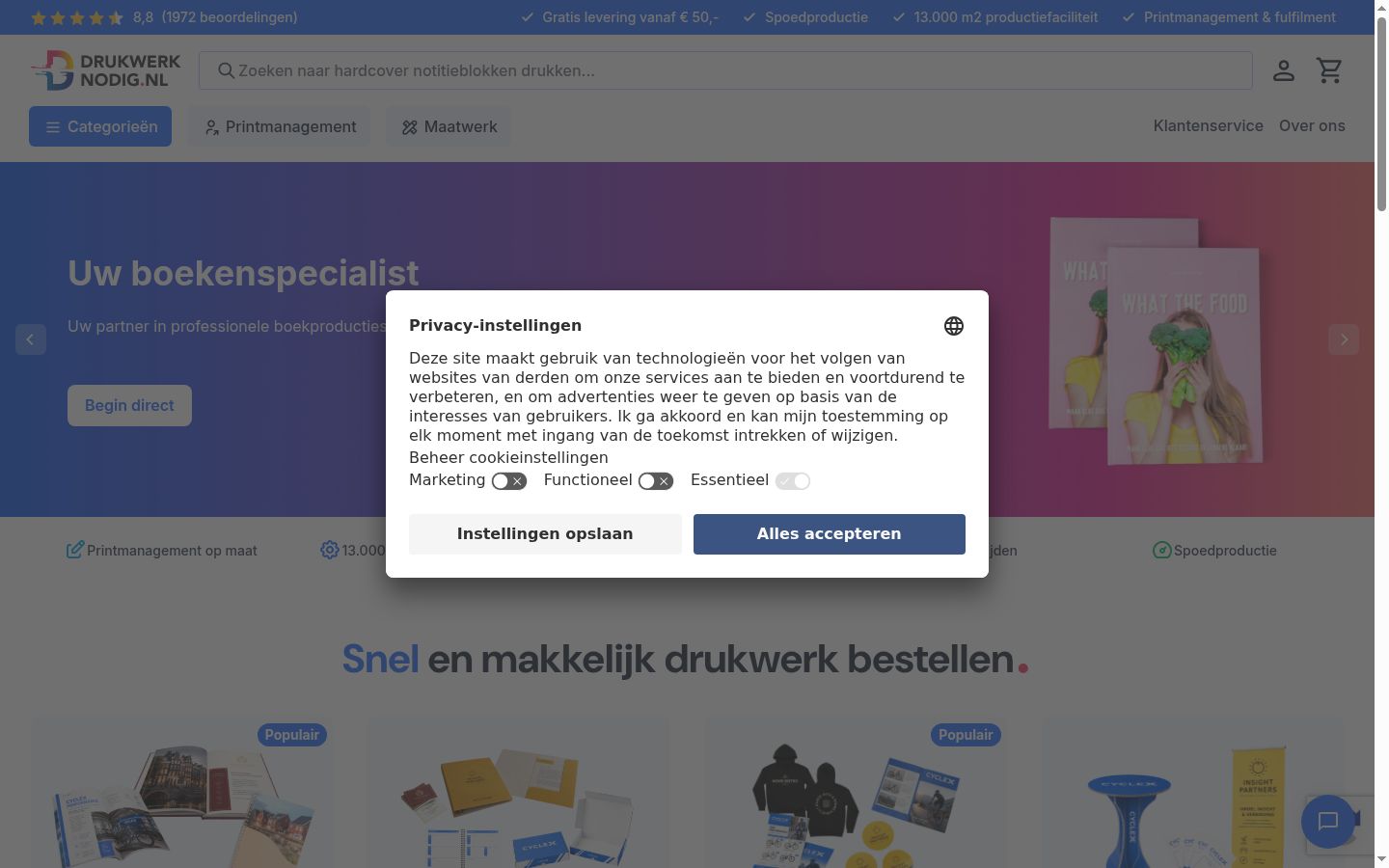 Screenshot del banner di consenso mostrato prima di qualsiasi interazione
