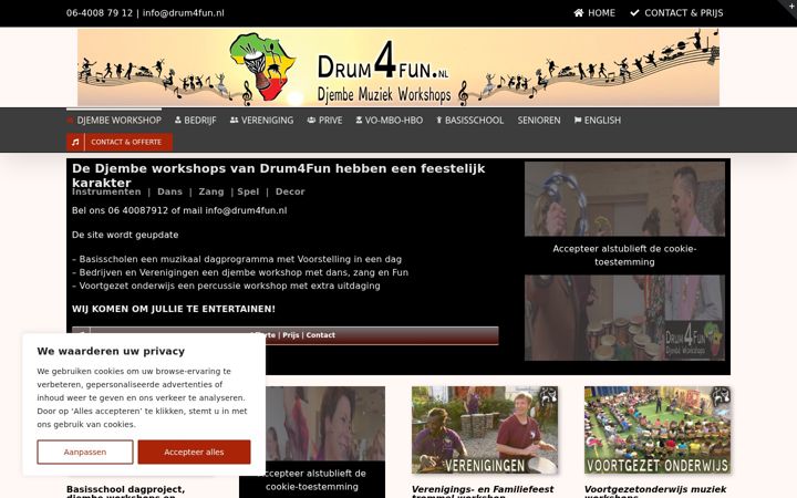 Screenshot di drum4fun.nl
