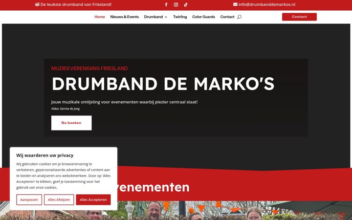 Screenshot di drumbanddemarkos.nl