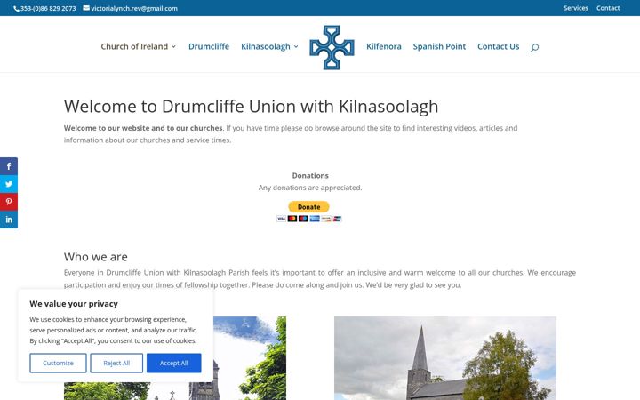 Snímek obrazovky drumcliffeunion.ie