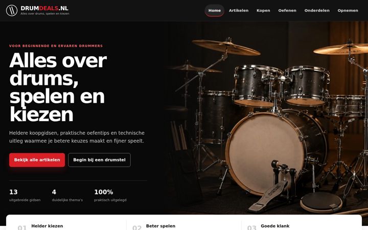 Screenshot di drumdeals.nl