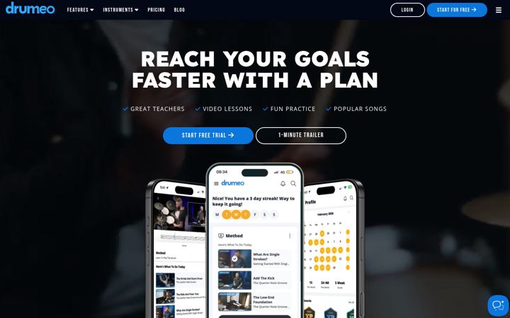 Screenshot of drumeo.com