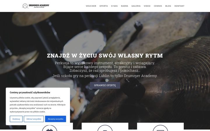 Posnetek zaslona drummeracademy.pl