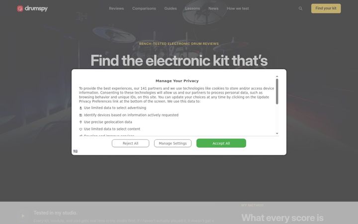 Screenshot of drummingreview.com