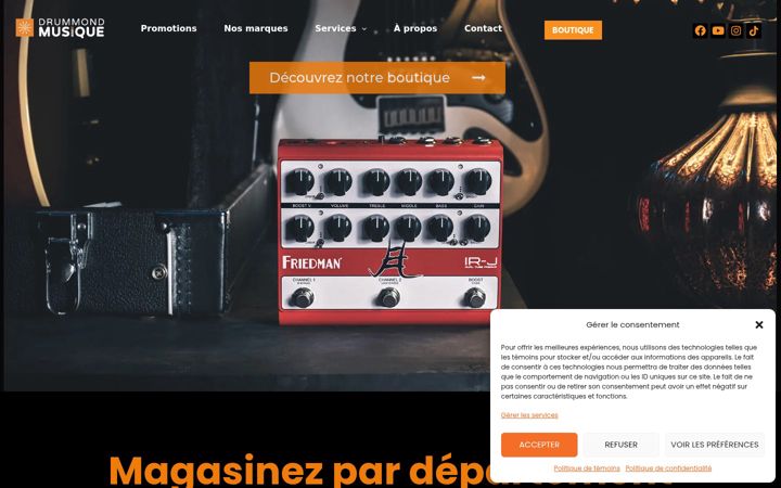 Snímek obrazovky drummondmusique.com