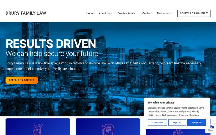 Екранна снимка на druryfamilylaw.ca