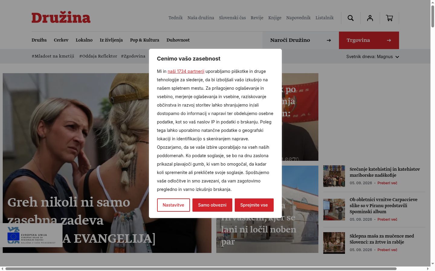 Screenshot tal-banner tal-kunsens muri qabel kwalunkwe interazzjoni