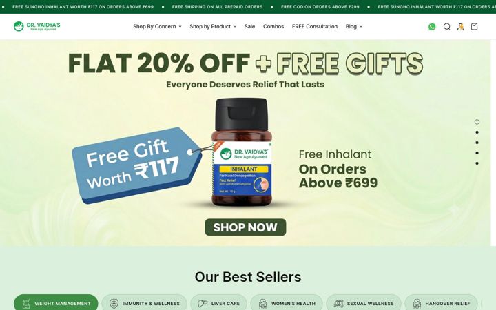 Screenshot of drvaidyas.com