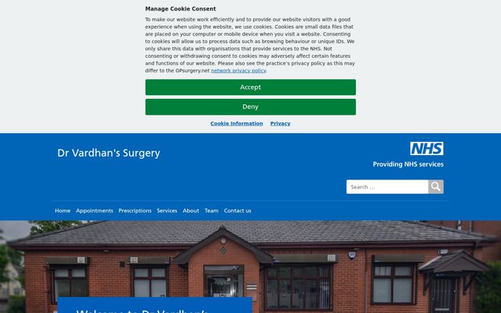 Screenshot van drvardhansurgery.co.uk