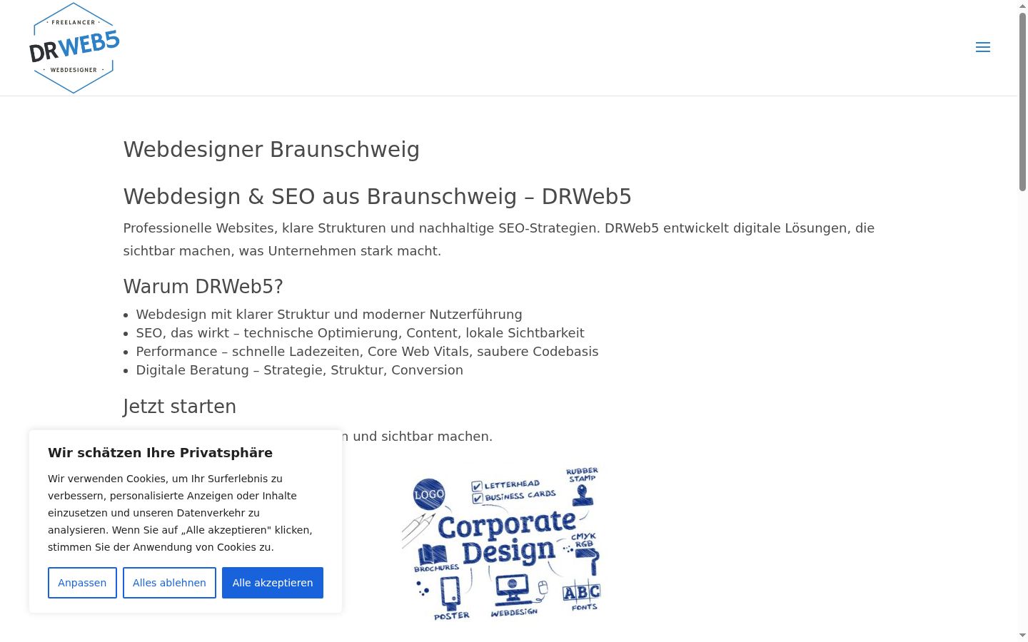 Screenshot des Einwilligungsbanners vor jeglicher Interaktion