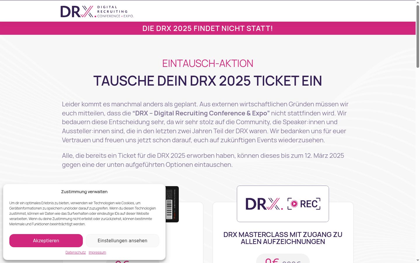 Screenshot of the consent banner shown before any interaction